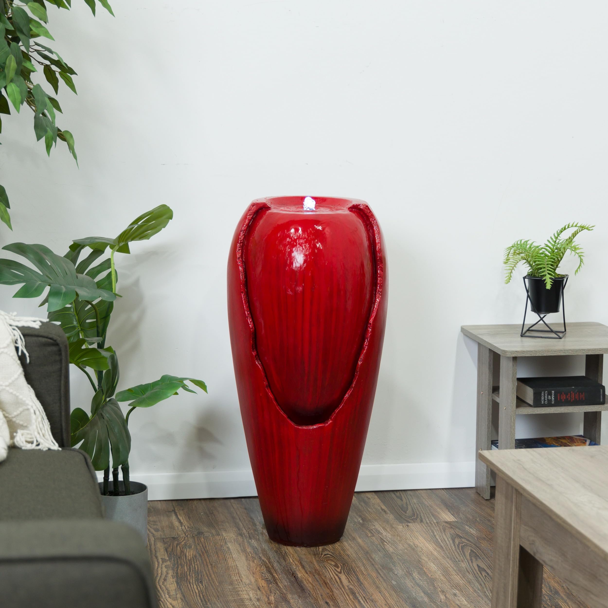 Outdoor Vintage Cascading Antique Jar Water Fountain with LED Lights for Gardens