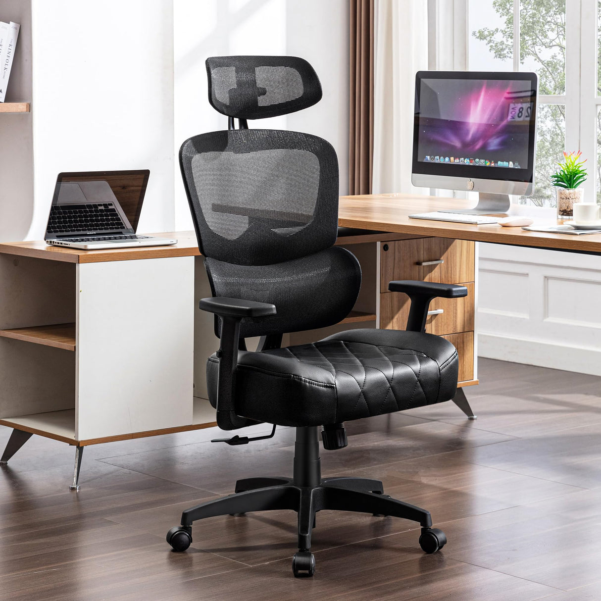 Swivel Ergonomic High Back Mesh Office Chair with Adjustable Headrest Armrest