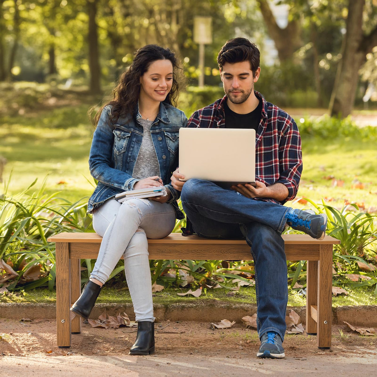 Outdoor Bench, 2-Person Poly Lumber Garden Bench