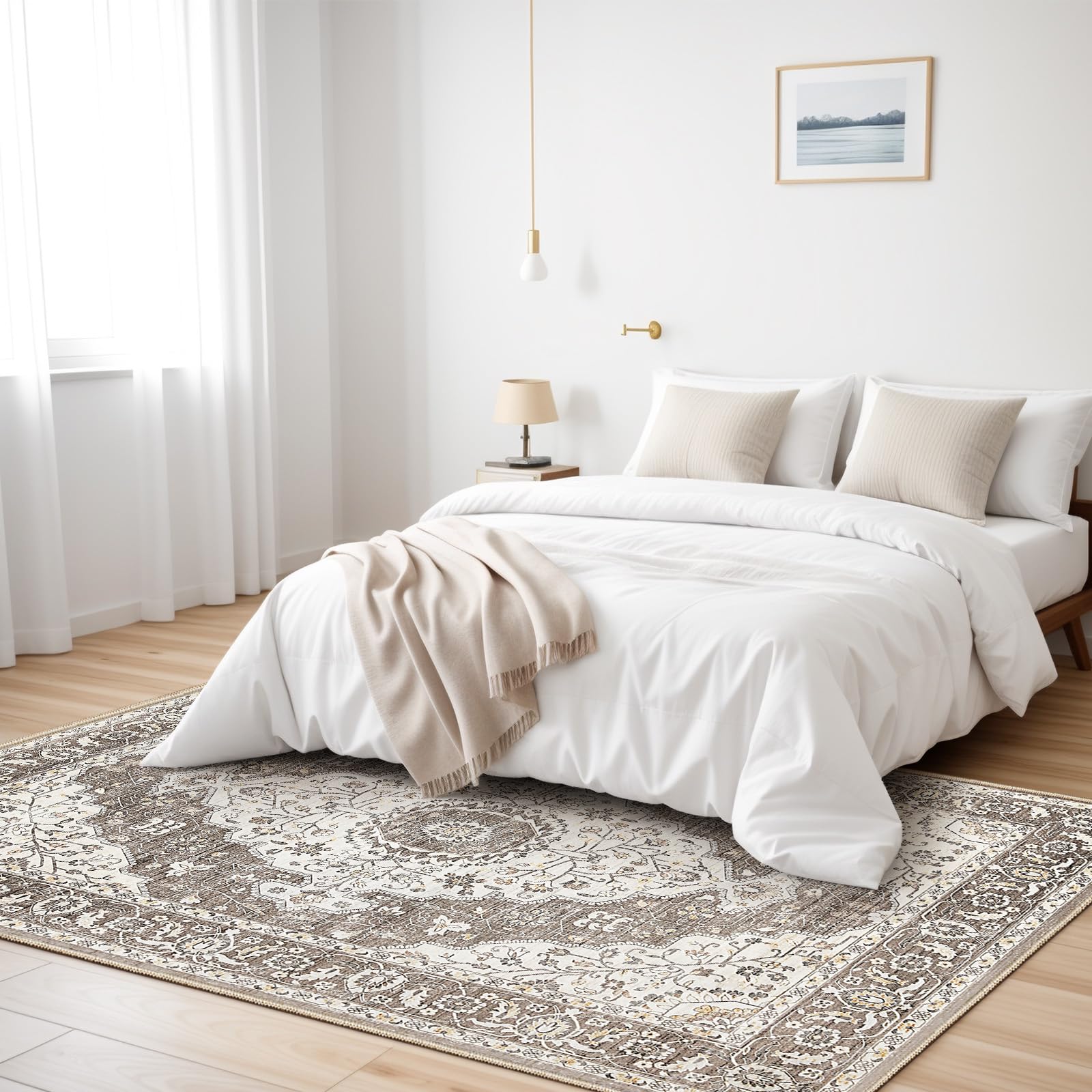 Washable Area Rugs for Living Room 9x12: Large Soft Low Pile Rug for Bedroom Dining