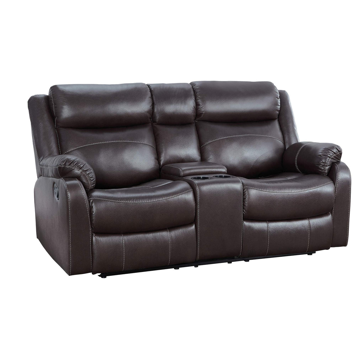70" Microfiber Double Reclining Loveseat W, Dark Brown