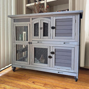 Rabbit Hutch Indoor Outdoor Bunny House Bunny Cage on Wheel