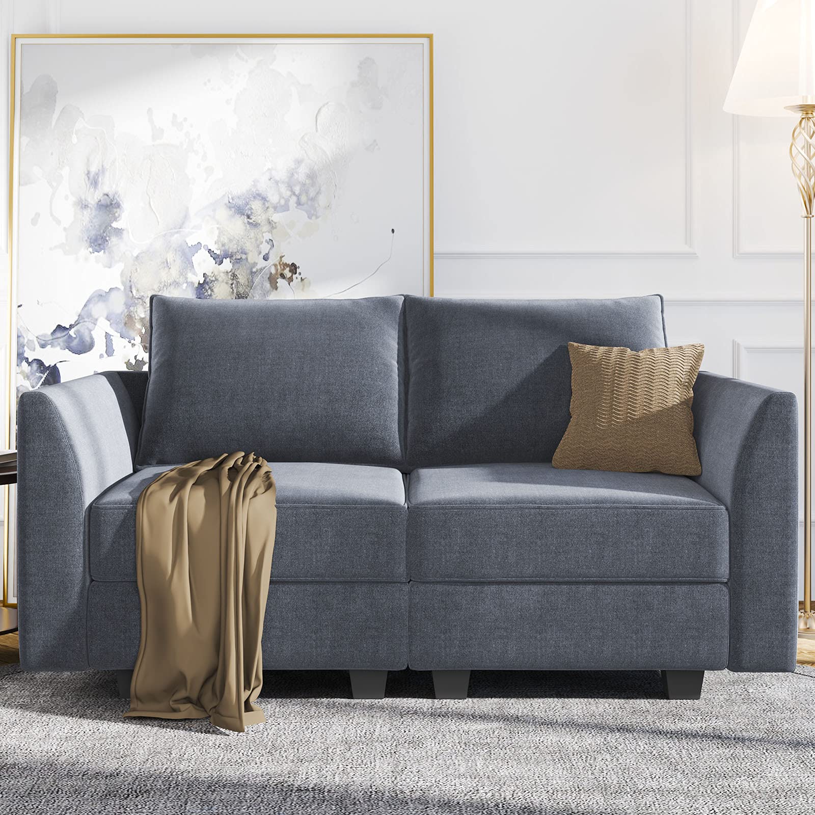 Modern Loveseat Polyester Fabric Loveseat Sofa for Small Space Modular Sofa with Storage Seat