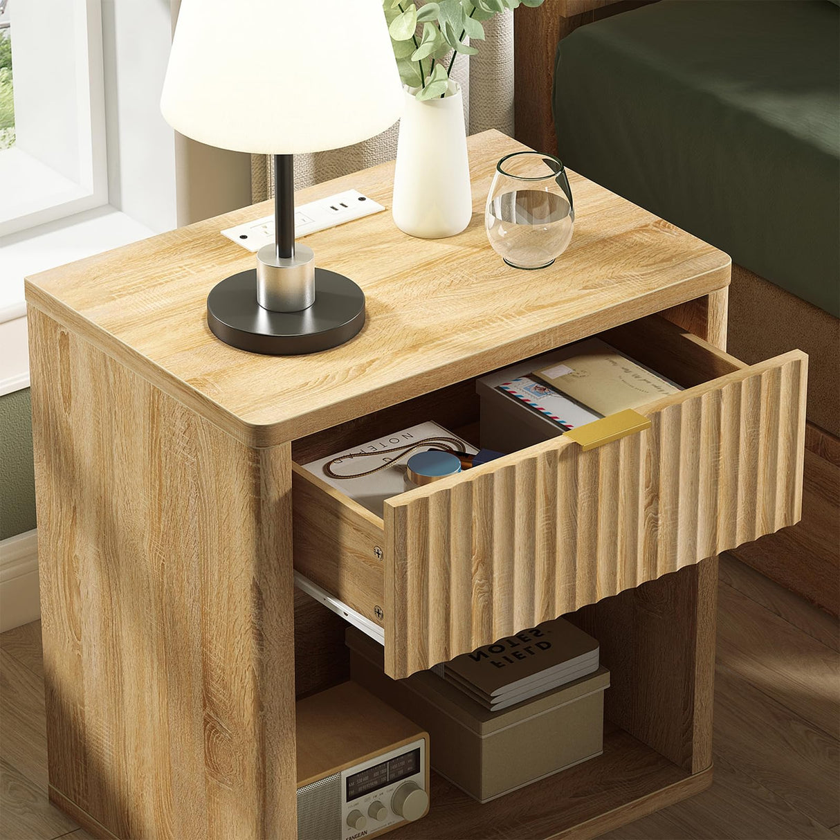 Night Stand Nightstand with Drawer Storage Bed Side Table