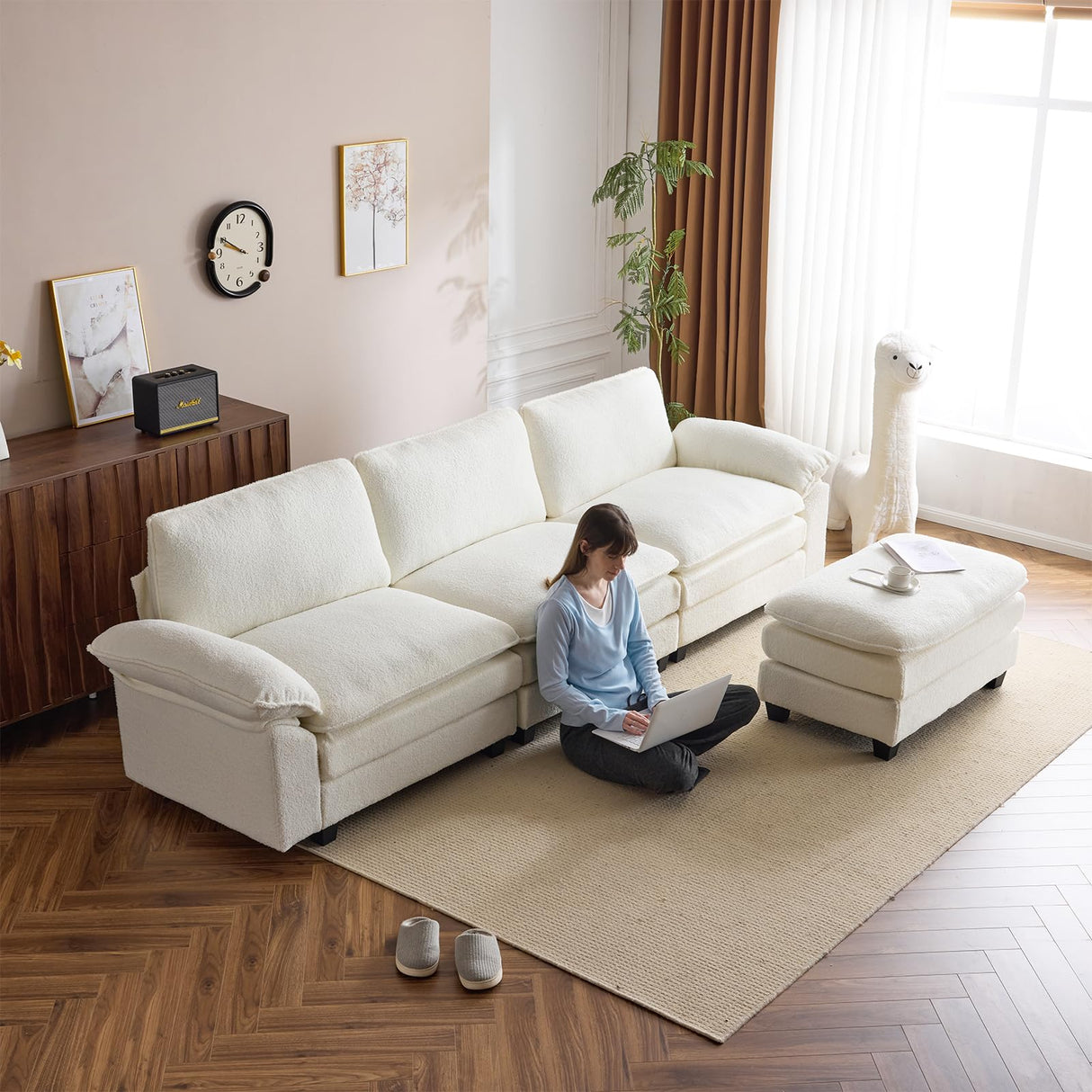 Convertible Sectional Sofa Couch with Ottoman