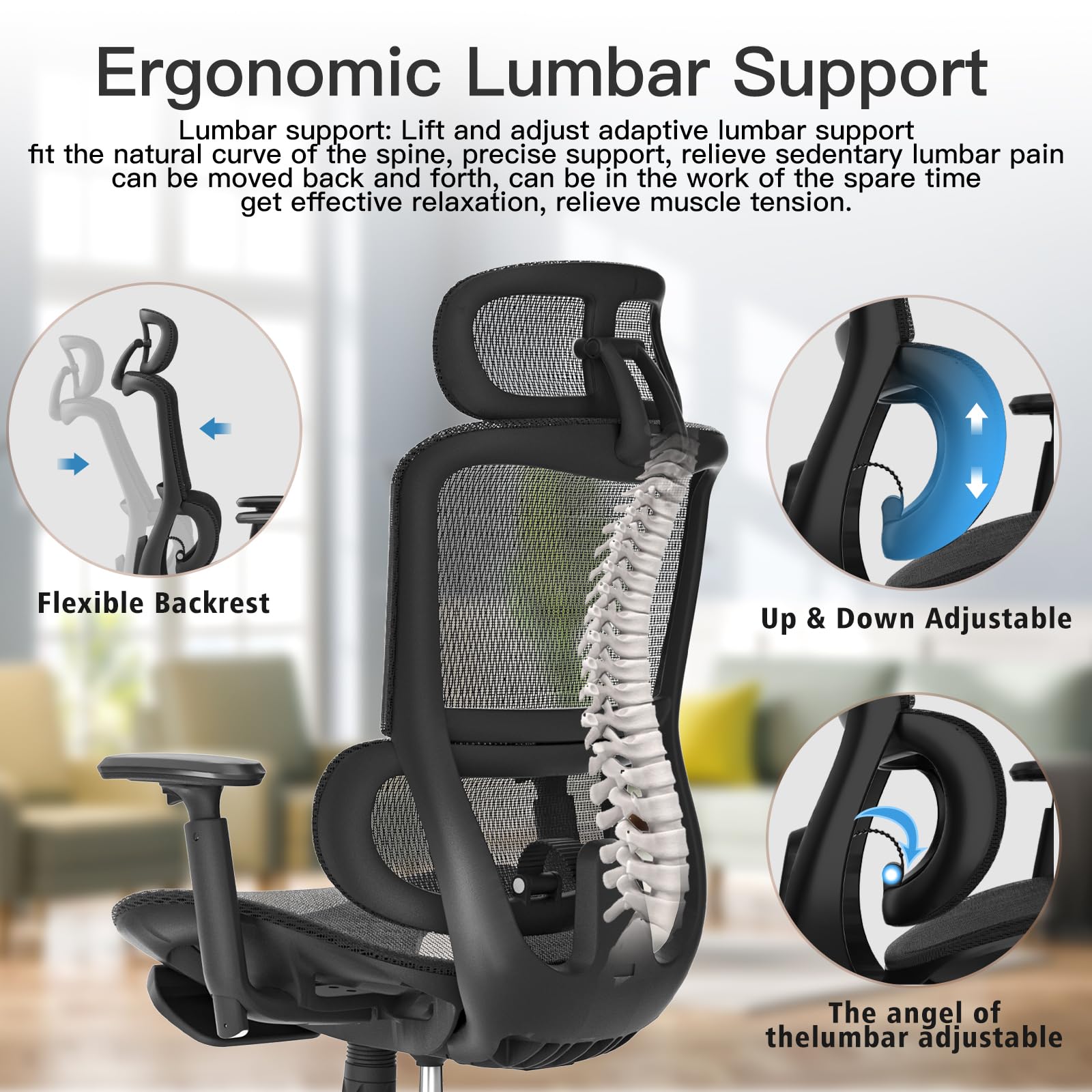 Ergonomic Office Chair,mesh Office Chair with Footrest |Big and Tall Office Chair| Headrest
