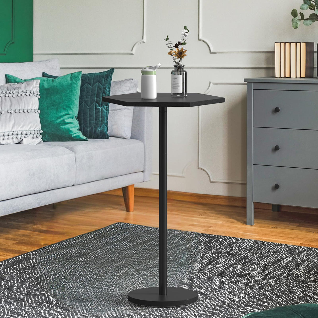 Drink Table Set of 2, Small Pedestal Side Table for Small Spaces, Pedestal End Table