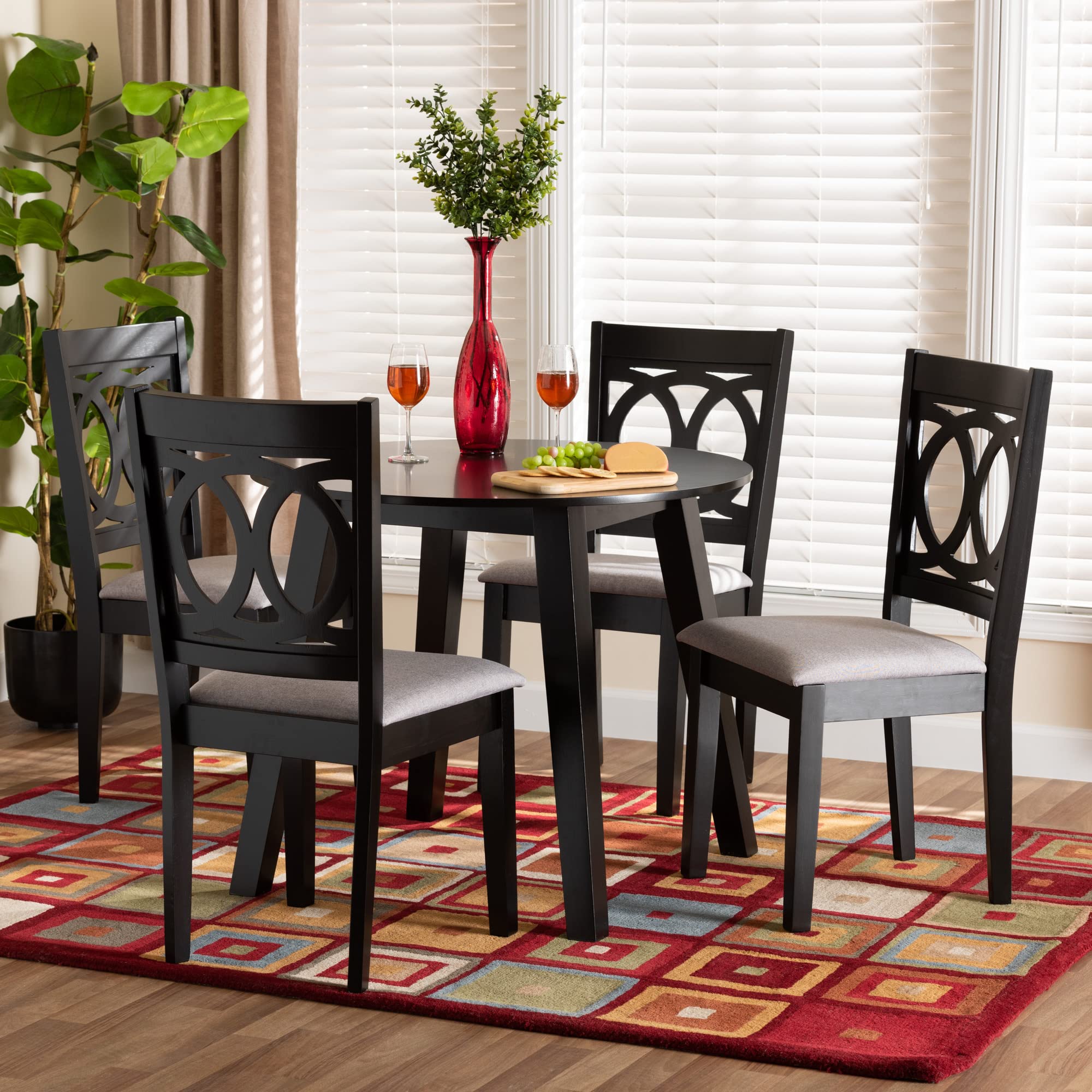 Set, 5-Piece, Grey/Dark Brown