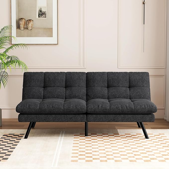 68" Futon Sofa Bed,Convertible Memory Foam Couch Bed