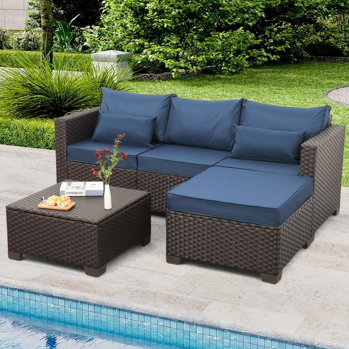 Patio Furniture Set 3 Pieces Outdoor Sectional Sofa Set Wicker Patio Furniture Outdoor l