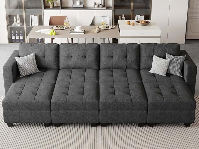 Modular Sleeper Sofa Sectional Couch with Wide Chaises Convertible Sectional Sofa