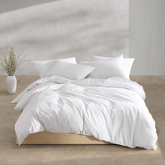 King Comforter Set, Modern Cotton Washed Percale Bedding with Matching Shams