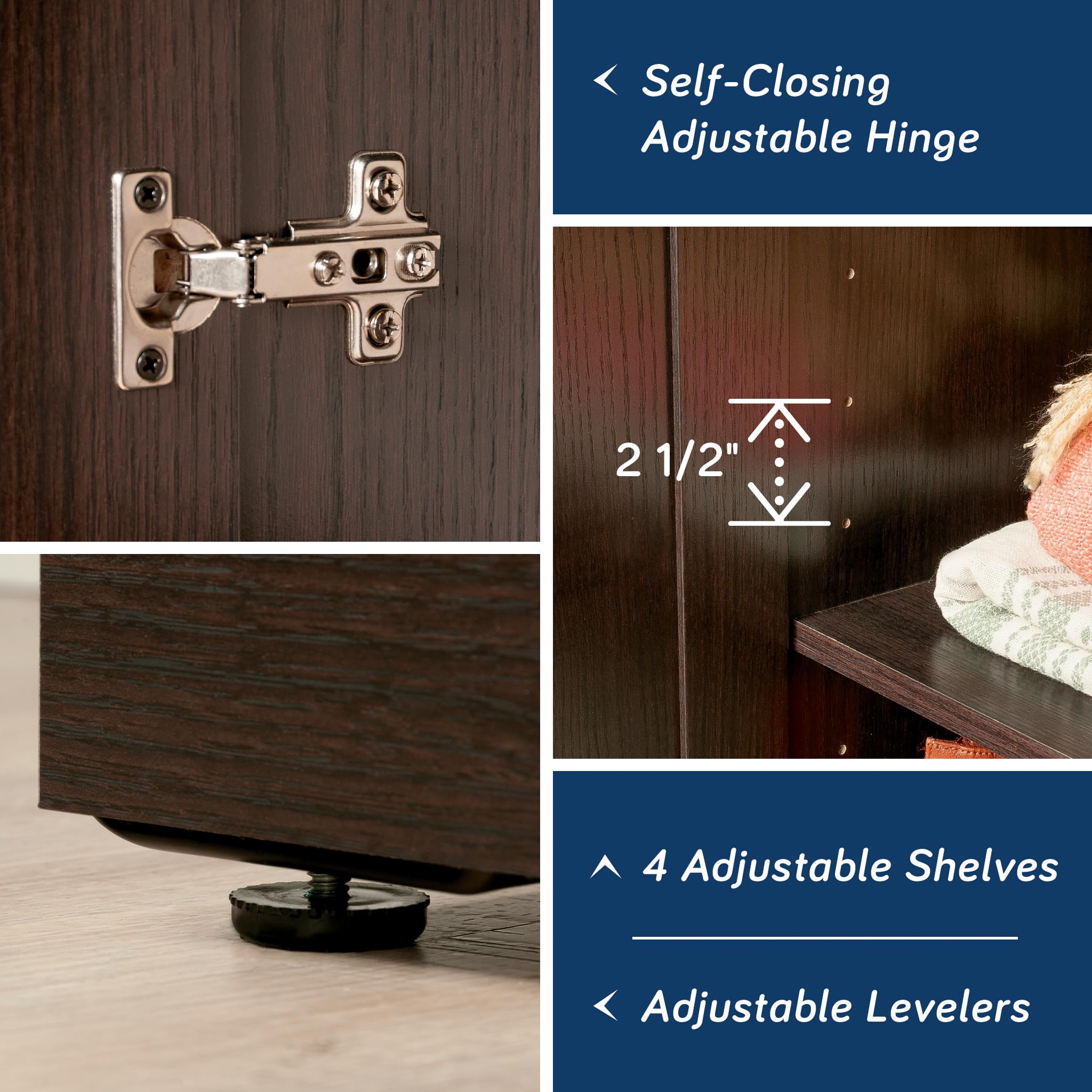 Sauder HomePlus Storage Pantry cabinets, L: 23.31" x W: 17.01" x H: 71.18", Dakota Oak