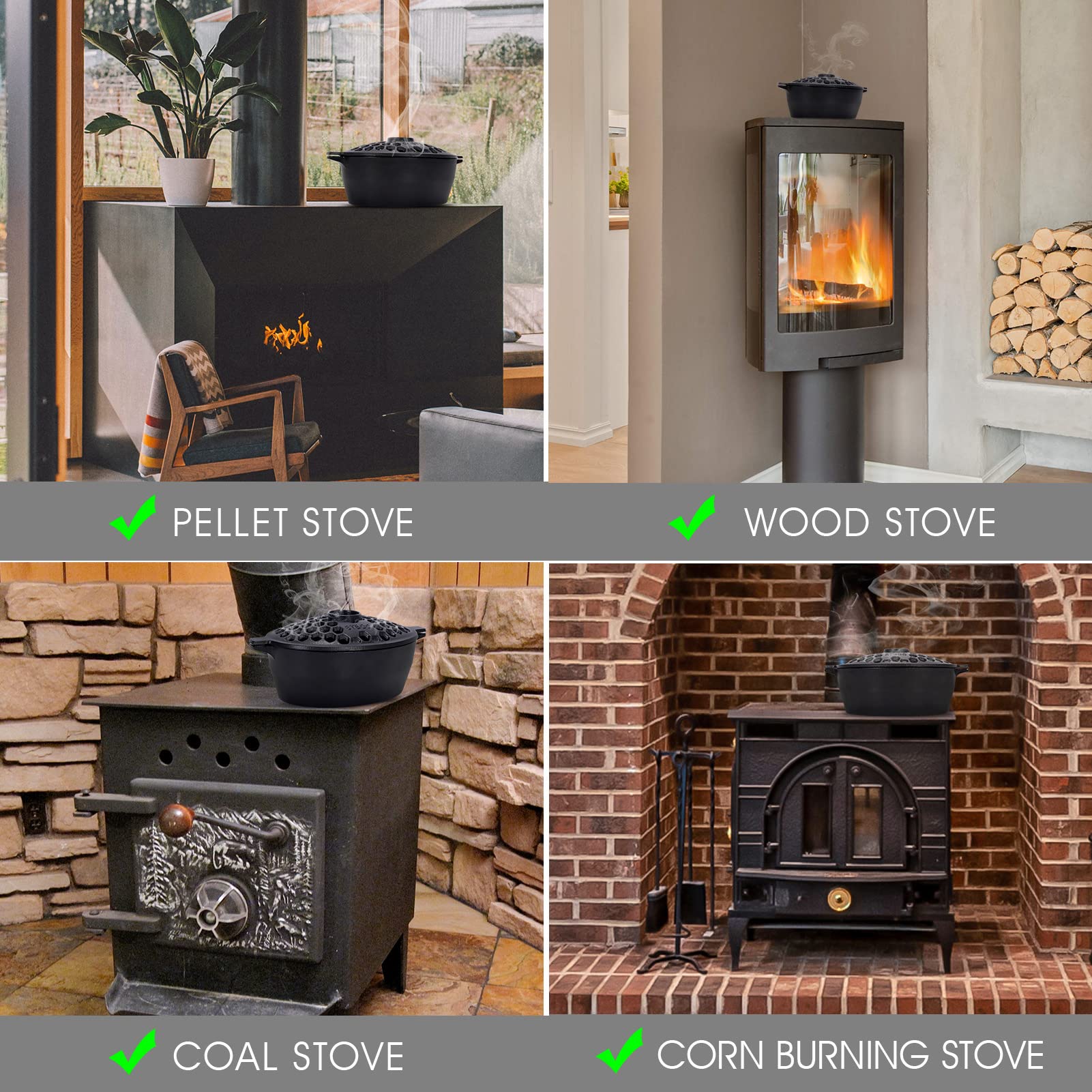 Wood Stove Steamer, Cast Iron Fireplace Humidifier