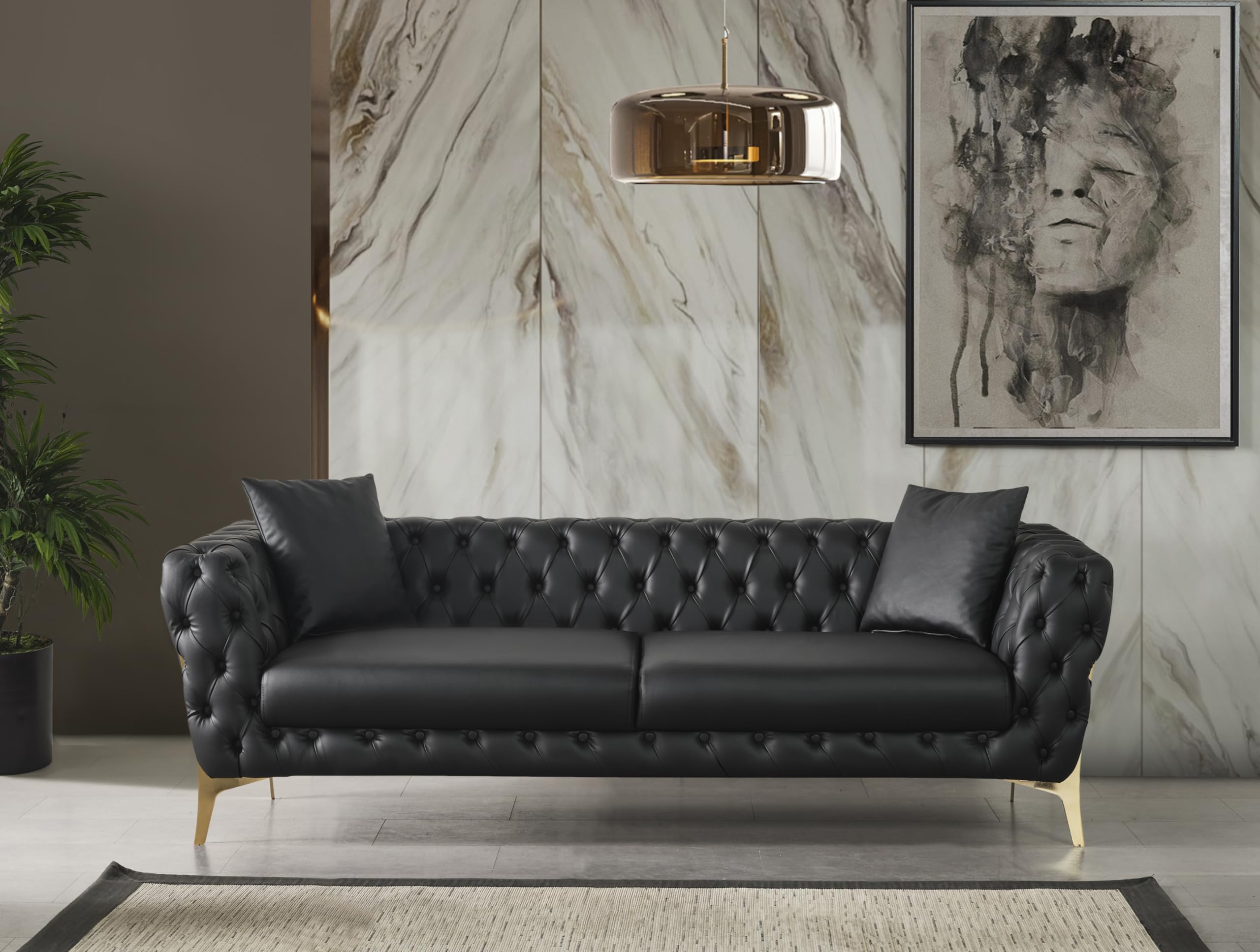Aurora Collection Modern | Contemporary Vegan Leather Upholstered Sofa,