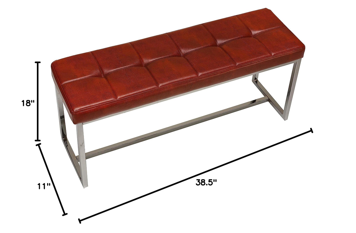 Livio Tufted Bench, Narrow, Brown
