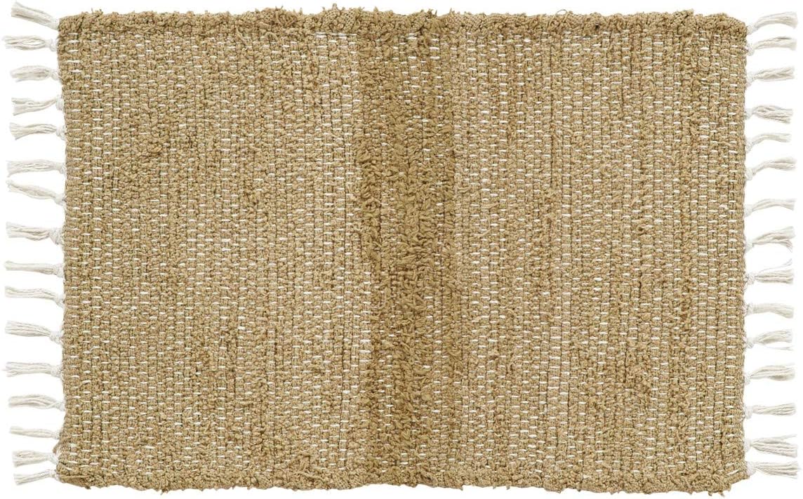 Burlap Natural, Cotton, 27x48, Chindi/Rag Rug, Tan