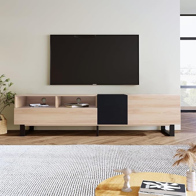 Modern TV Stand for 80'' TV, 70.9" Entertainment Center with Storage & Drawers