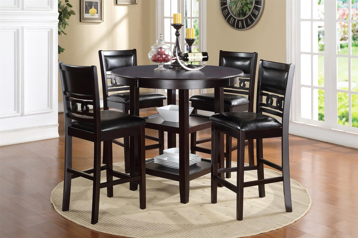 Furniture Gia 5-Piece Round Counter Height Dining Set with 1 Dining Table and 4 Chairs, 42-