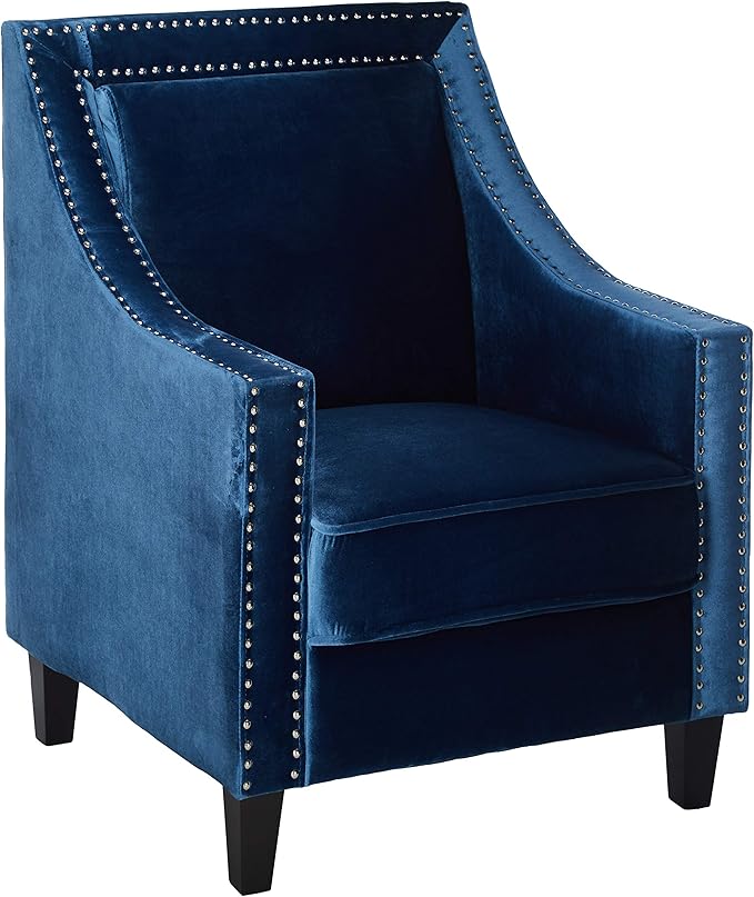 Camren Accent Club Chair Velvet Upholstered Swoop Arm Silver Nailhead Trim Espresso