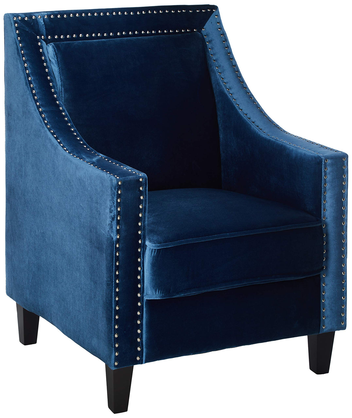 Camren Accent Club Chair Velvet Upholstered Swoop Arm Silver Nailhead Trim Espresso