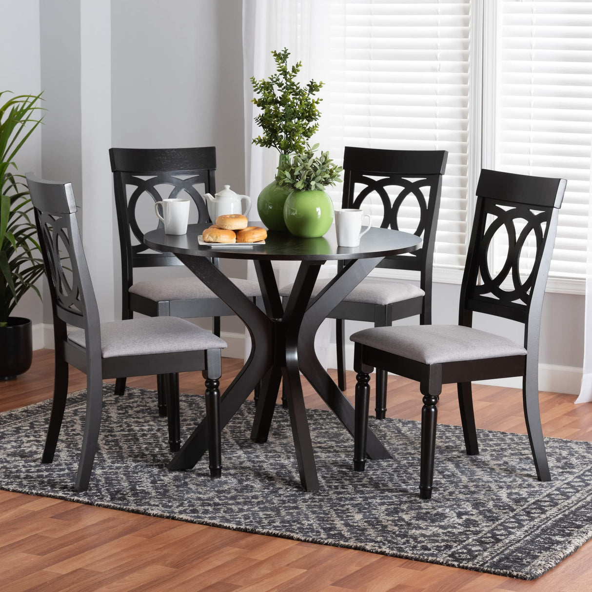 Jessie Dining Set, 5-Piece, Grey/Dark Brown