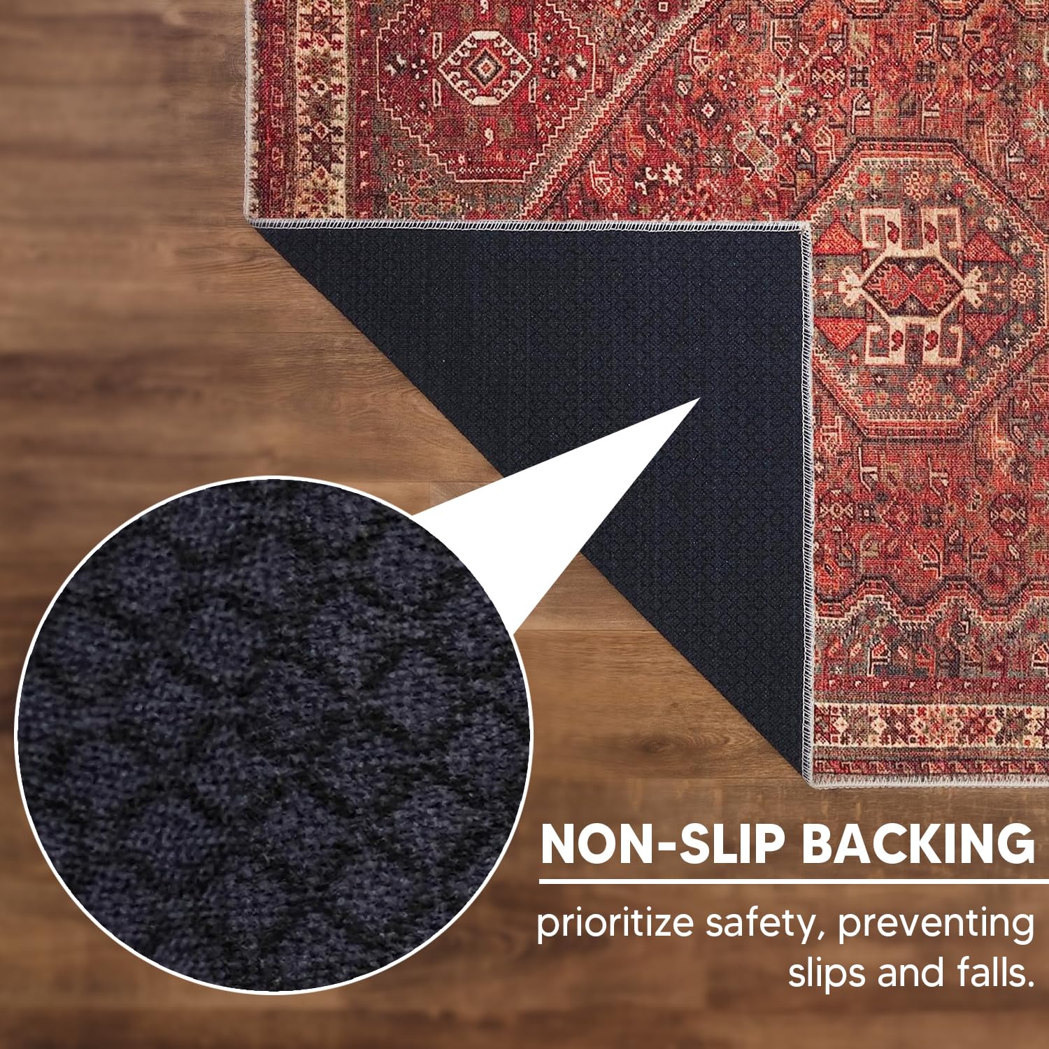 Design Machine Washable Area Rugs with Non-Slip Backing, Ideal for Hallway, Living Room