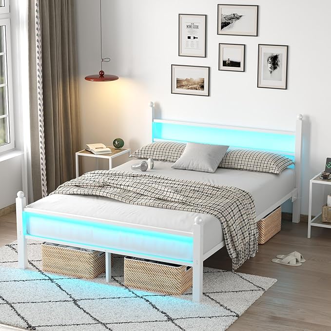 Full Size Bed Frame with Headboard and Footboard