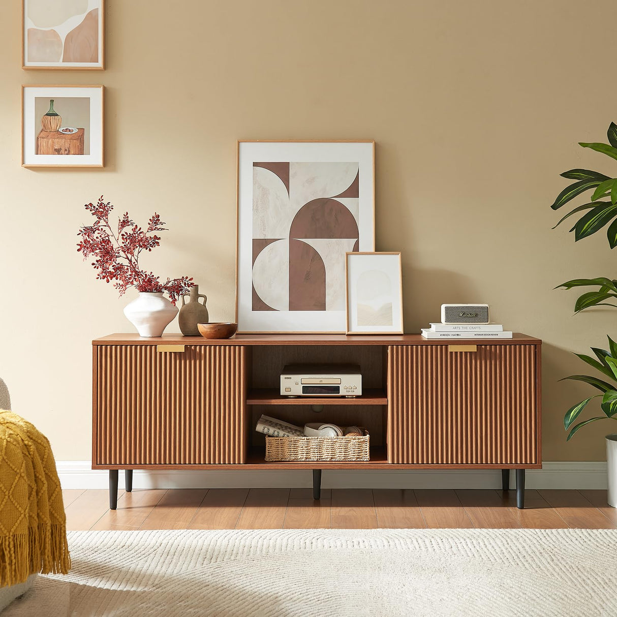 Modern TV Stand, Fluted TV Consoles for Living Room 65+ Inch TV