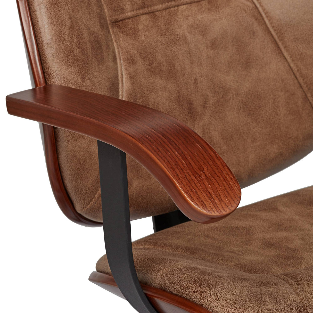 Julian Walnut Veneer and Steel Adjustable Swivel Office Chair