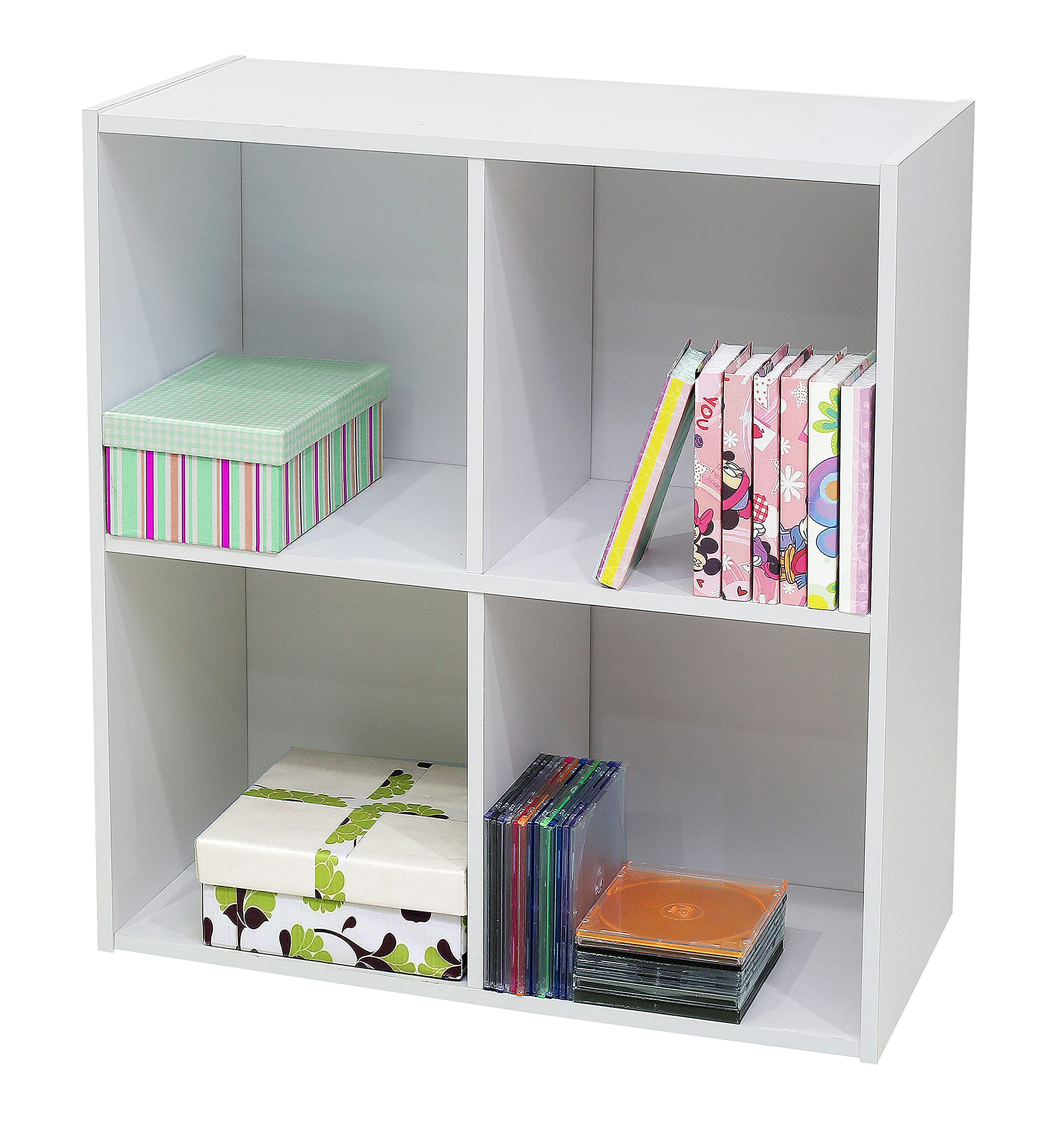 4-Cube Bookcase, Unit Shelf, Storage Organizer, White