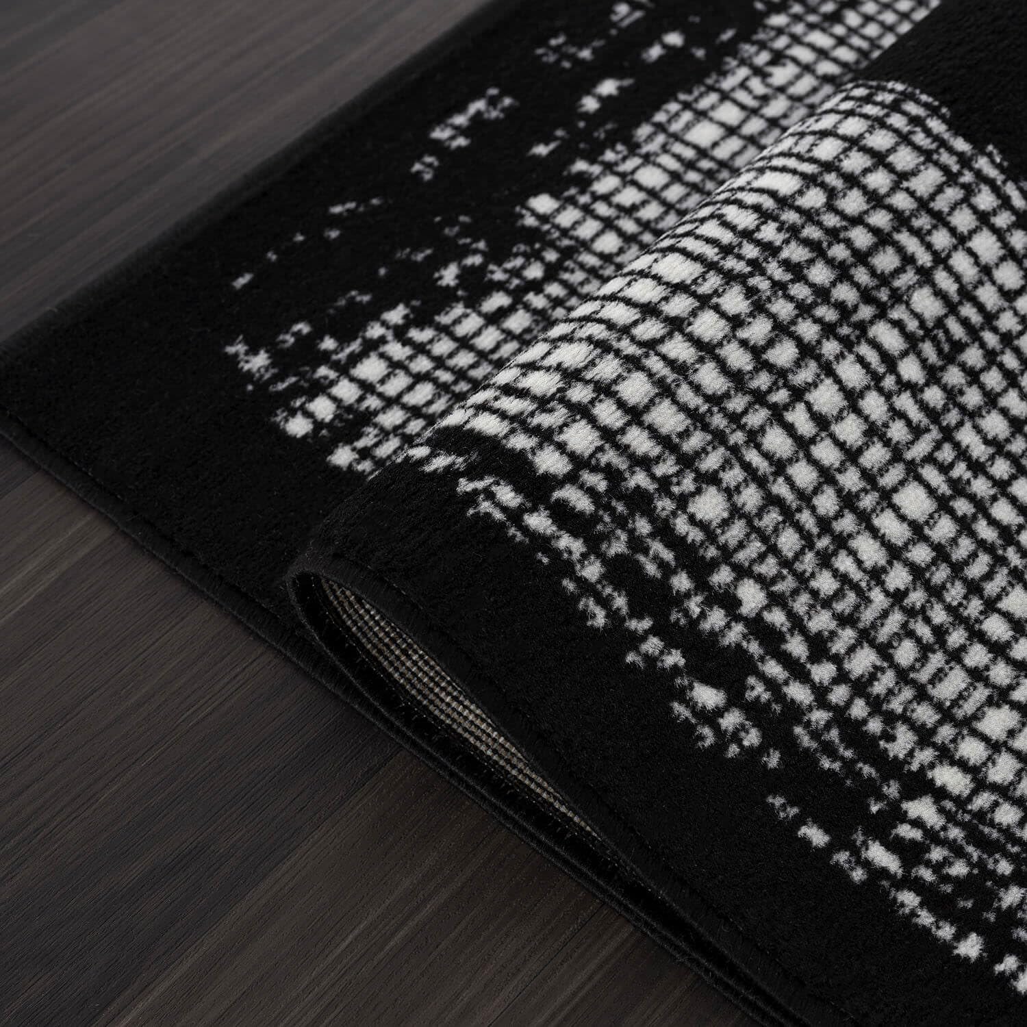 Black Area Rug 5x7 Easy-Cleaning Non-Shedding Bordered for Living Room Bedroom Dining Room Black/Cream Indoor