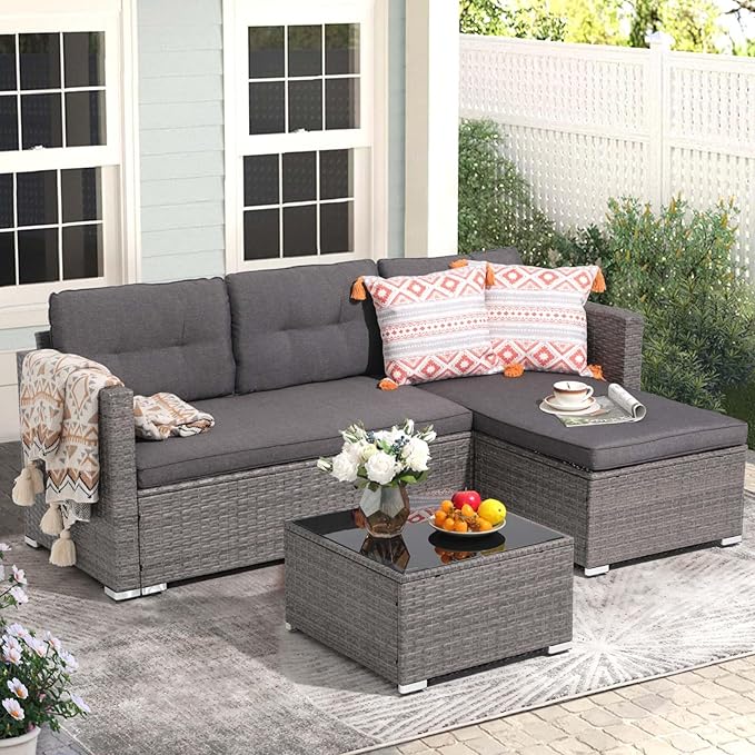 Outdoor Patio Furniture Set, Small Sectional Conversation Set