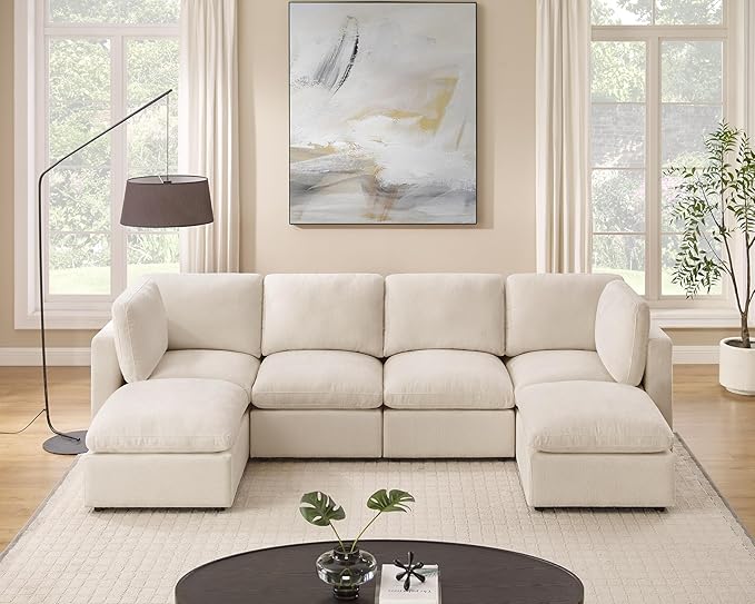 121" Modular Sectional Sofa, Convertible Sofa Couch Modular Sectional