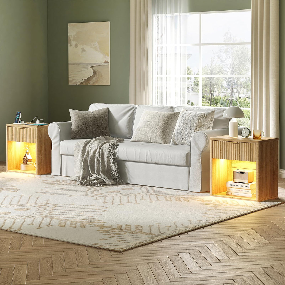 Night Stand Nightstand with Drawer Storage Bed Side Table