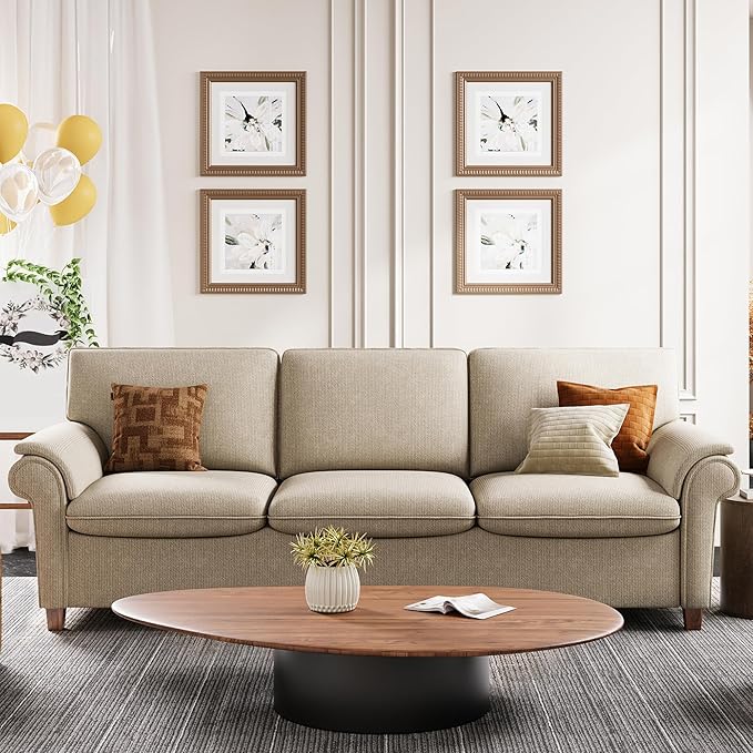 Sofa 89 Inch, Comfy Sofa Couch with USP Port, Extra Deep Seats Modern 3 Seater Sofa