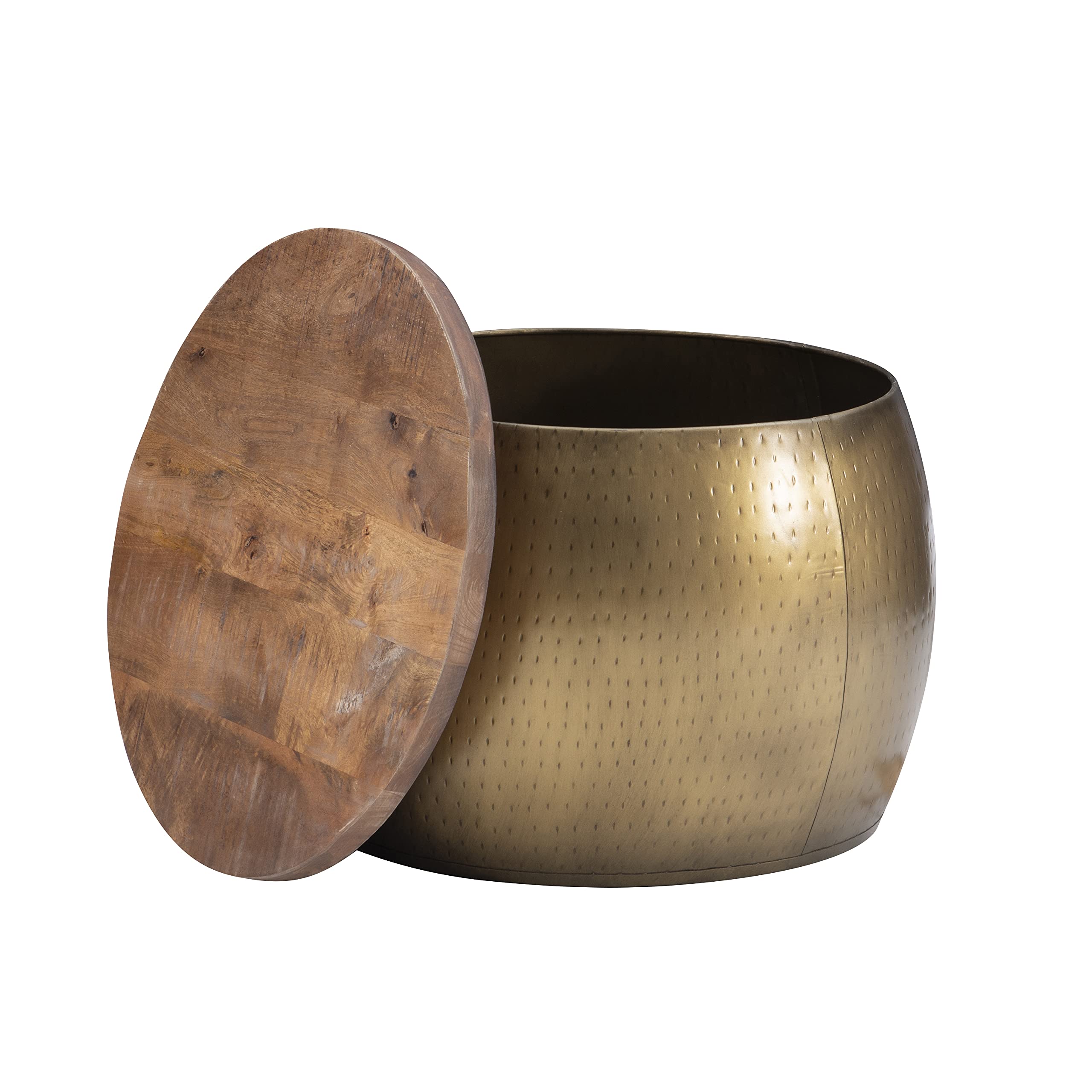 Janice Large Gold Drum Table with Storage
