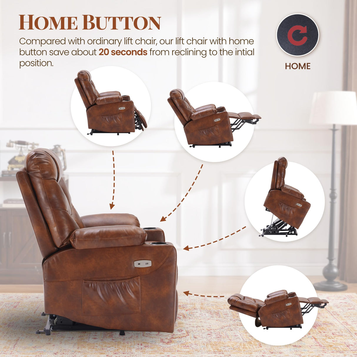 MotionEase Dual Motor Lift Recliner – with Heat, Massage & Wheels for Seniors