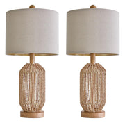 21" Boho Table Lamps Set of 2 for Living Room, Bedside Lamps for Nightstand