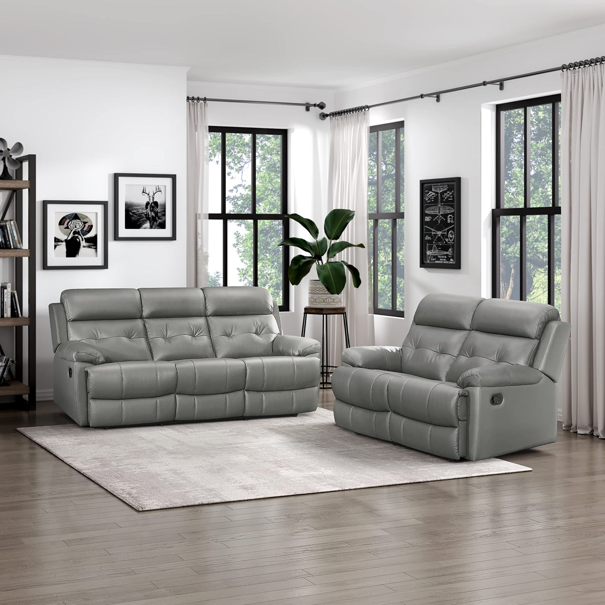 Inkwood Wall-Hugger Manual Double Reclining Sofa, Gray