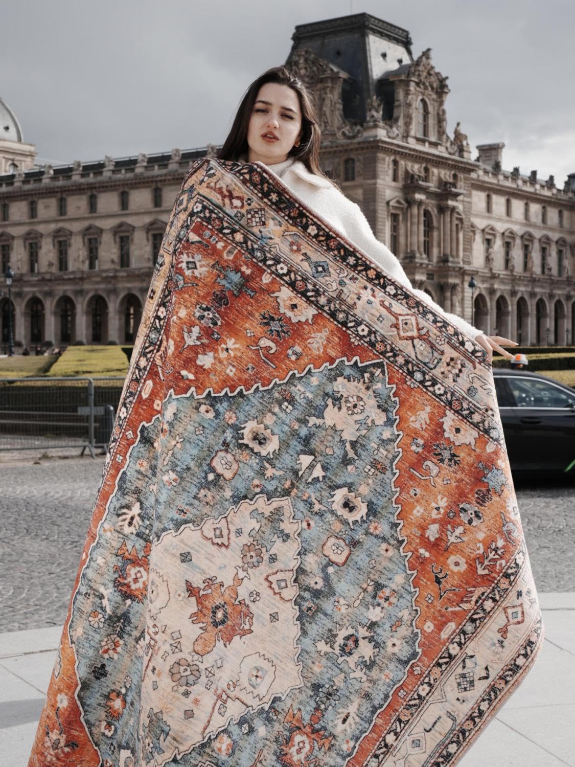 Tribal Area Rug - 8x10 Large Living Room Area Rug for Bedroom Aesthetic, Washable