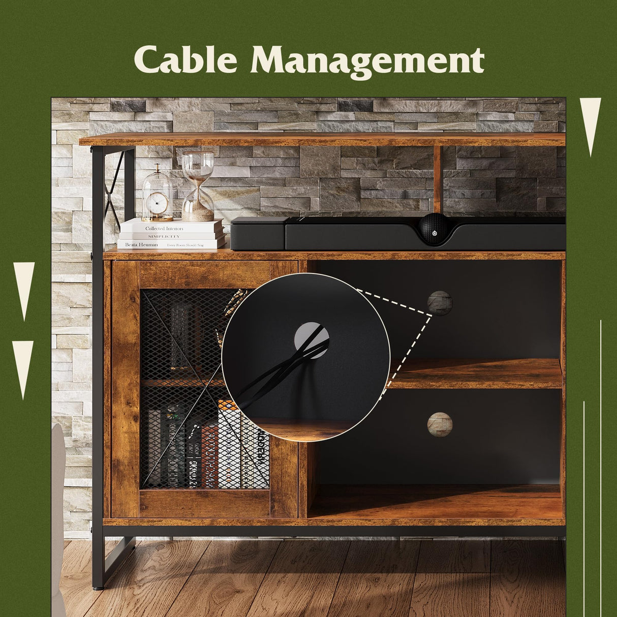 TV Stand 55 inch TV,Tall Entertainment Center with Storage, Farmhouse Industrial