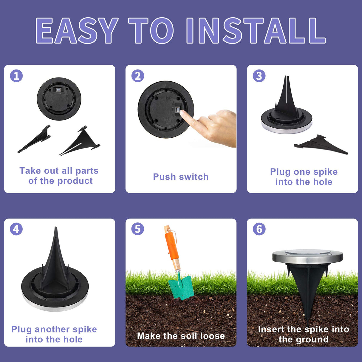 12 Pack Solar Ground Lights Outdoor, Waterproof 8 LED Solar Powered Disk Lights