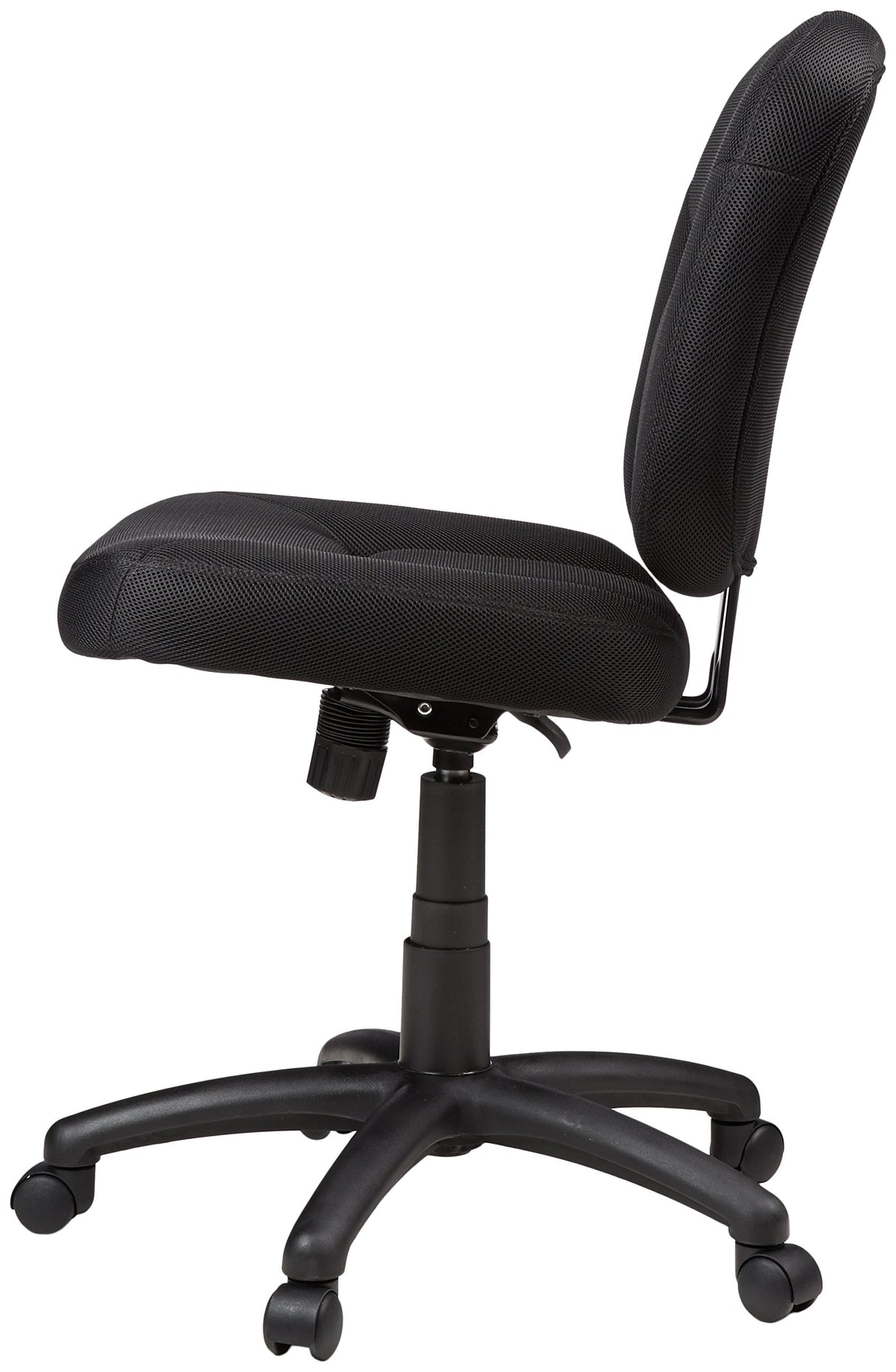 Low-Back Adjustable Office Chair - Black Fabric Upholstery