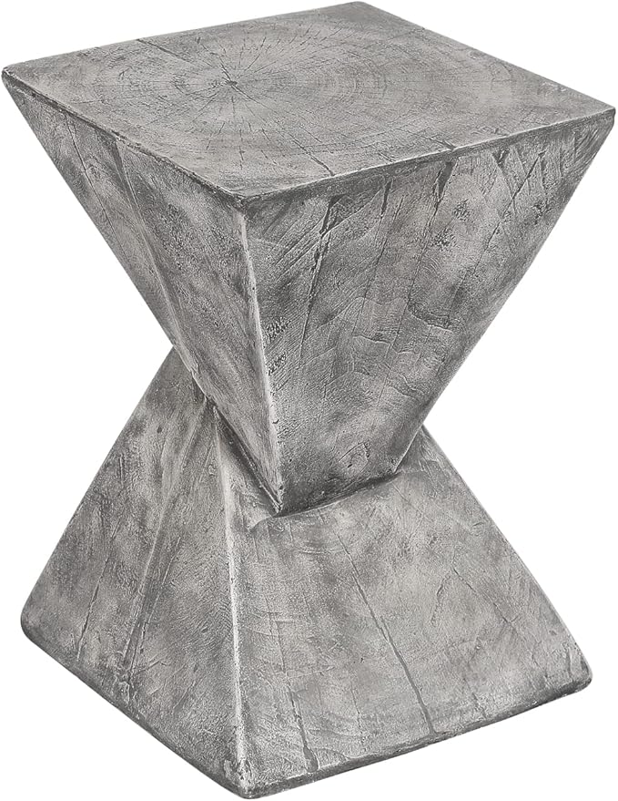Light-Weight Concrete Accent End Table, Modern Hourglass Outdoor Side T
