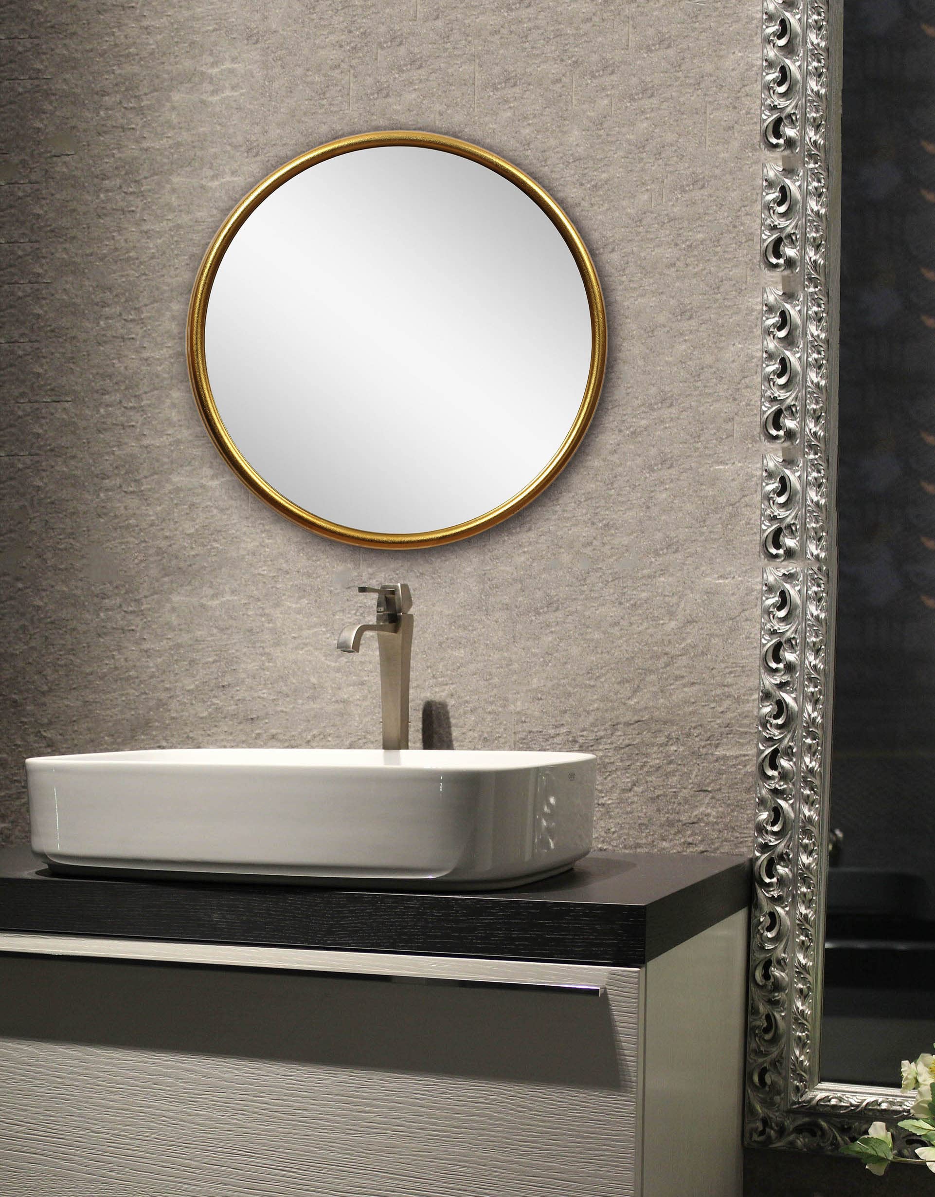 Gold Metal Frame Mirrors Wall Mount Hook Offered for Home Decor - 0948RZ