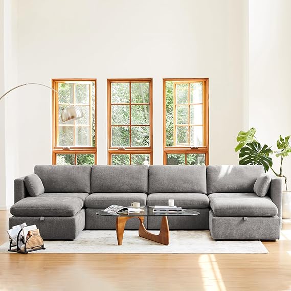 Terracotta 6-Seat U-Shaped Modular Sofa Set, Extra Large Sectional Couch