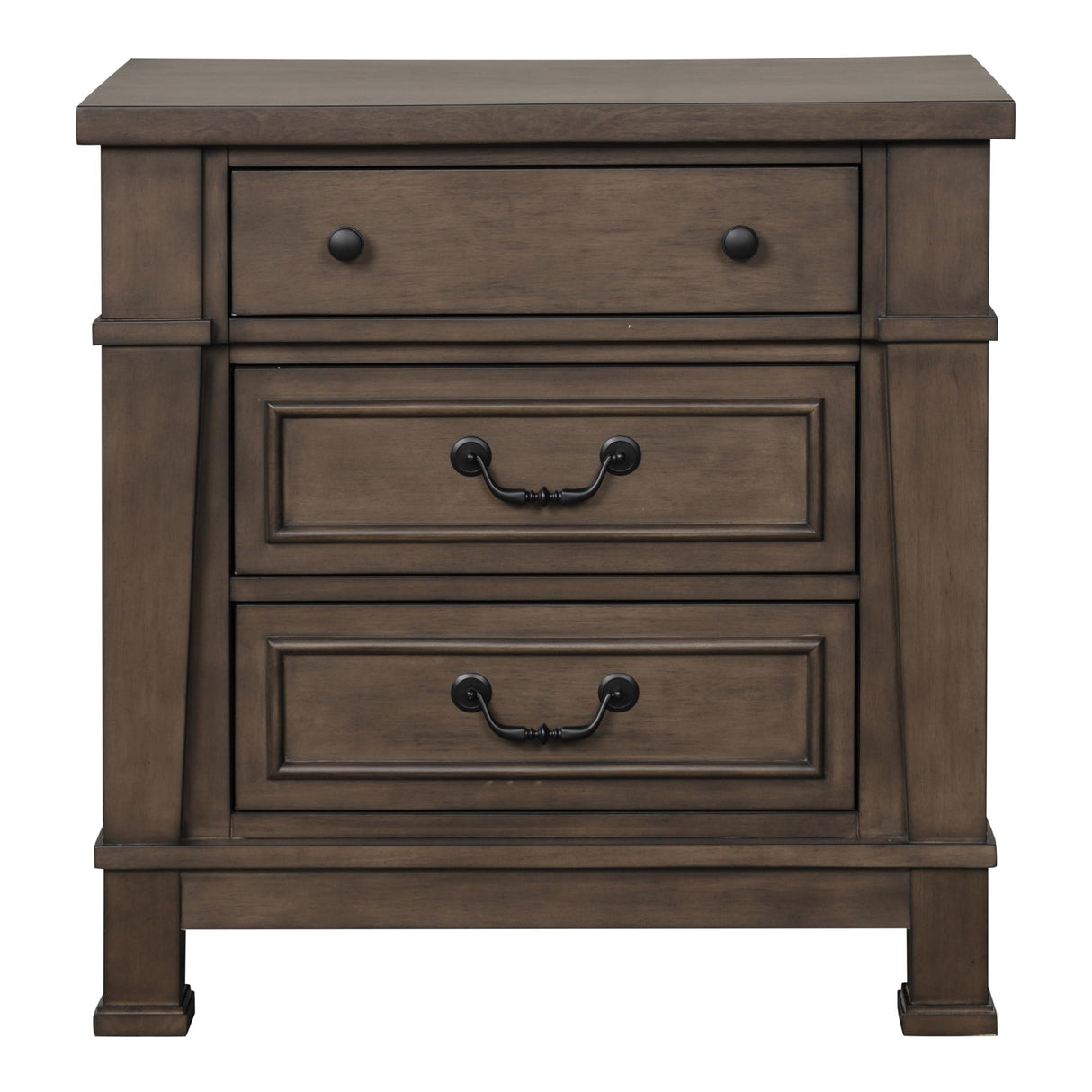 Thorne Transitional Solid Wood 3-Drawer Nightstand