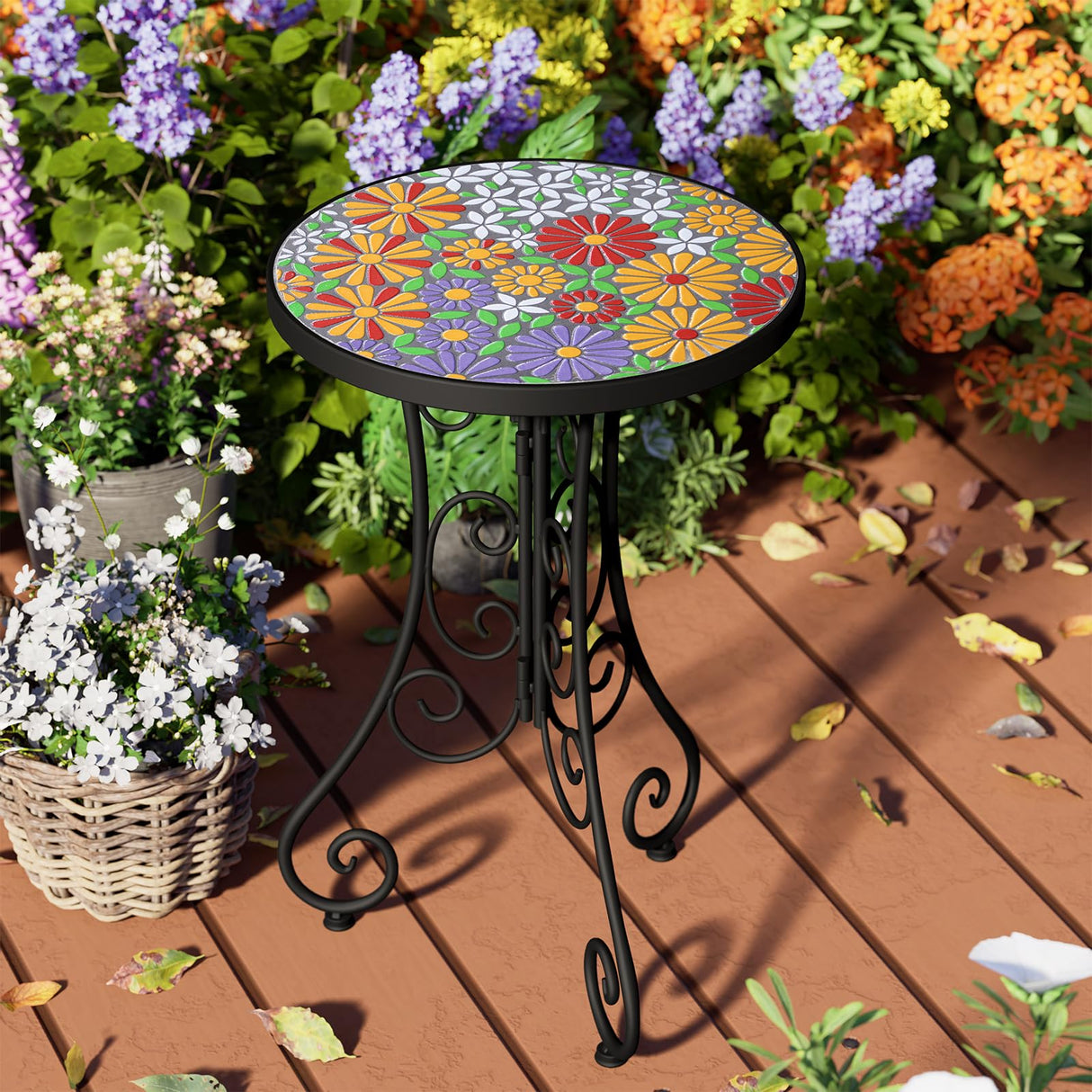 Mosaic Outdoor Side Table, Patio Side Table