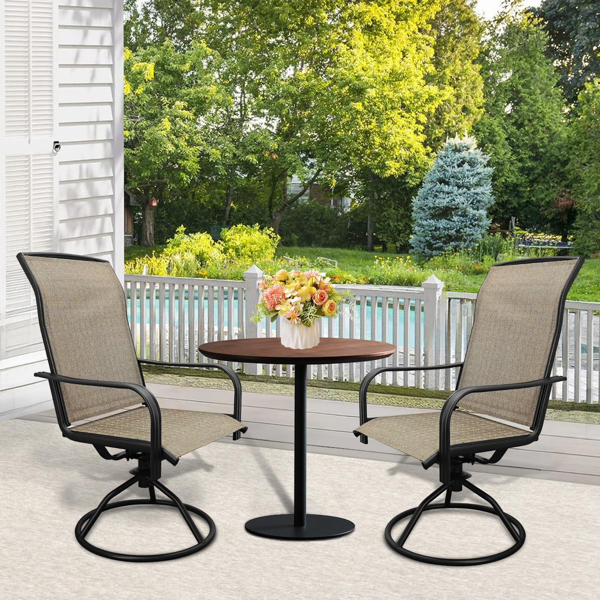Patio Dining Chairs Set of 2, Outdoor Dining Chairs with All-Weather Textilene Mesh